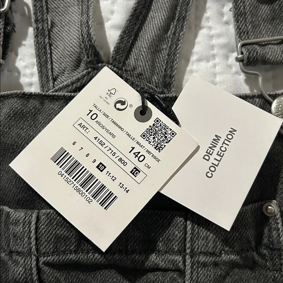 ZARA - Girls' Dark Gray Denim Overall Dress SZ: 10 - Picture 2 of 7